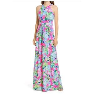 LILLY PULITZER Size Small TALLULAH Maxi Dress Raise The Bar Pineapple Print